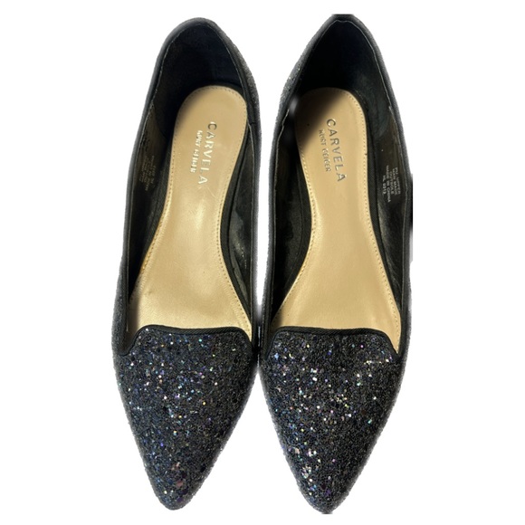 Kurt Geiger Shoes - Carvela Kurt Geiger Lizzie Navy Glitter Block Kitten Heel Shoes 39 EUC